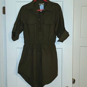 Olive Dress with Half Sleeves